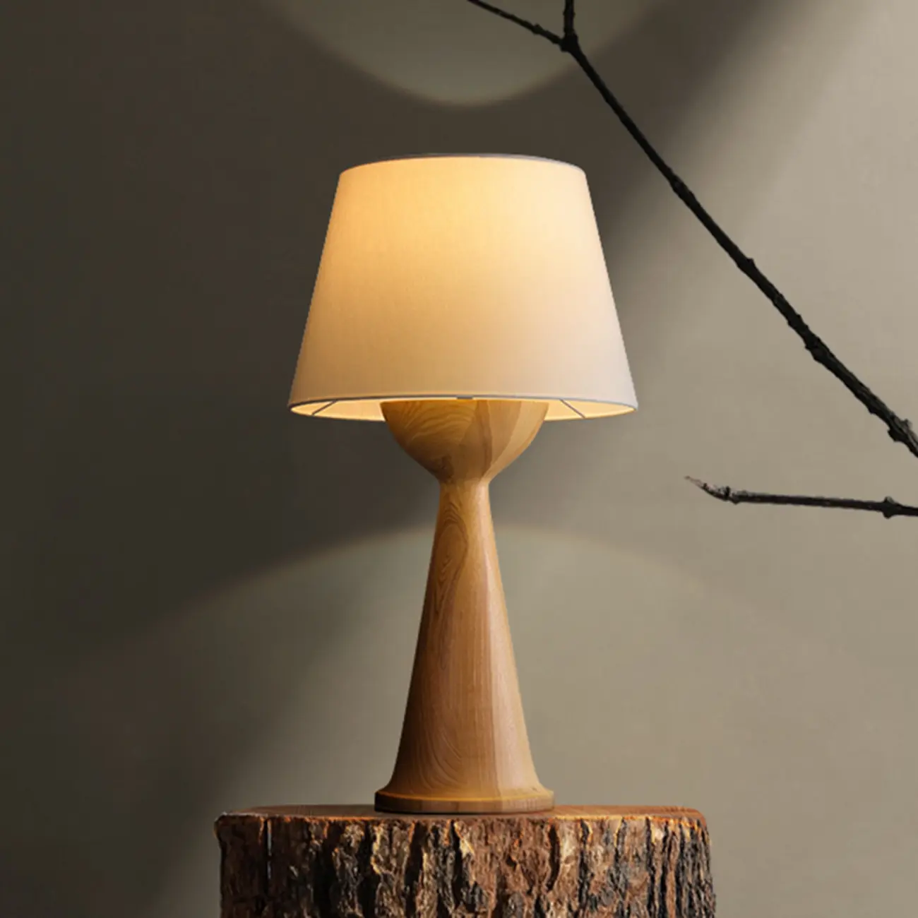 Natural Wooden White Table Lamp for Living Room Image - 2 | homeyfad