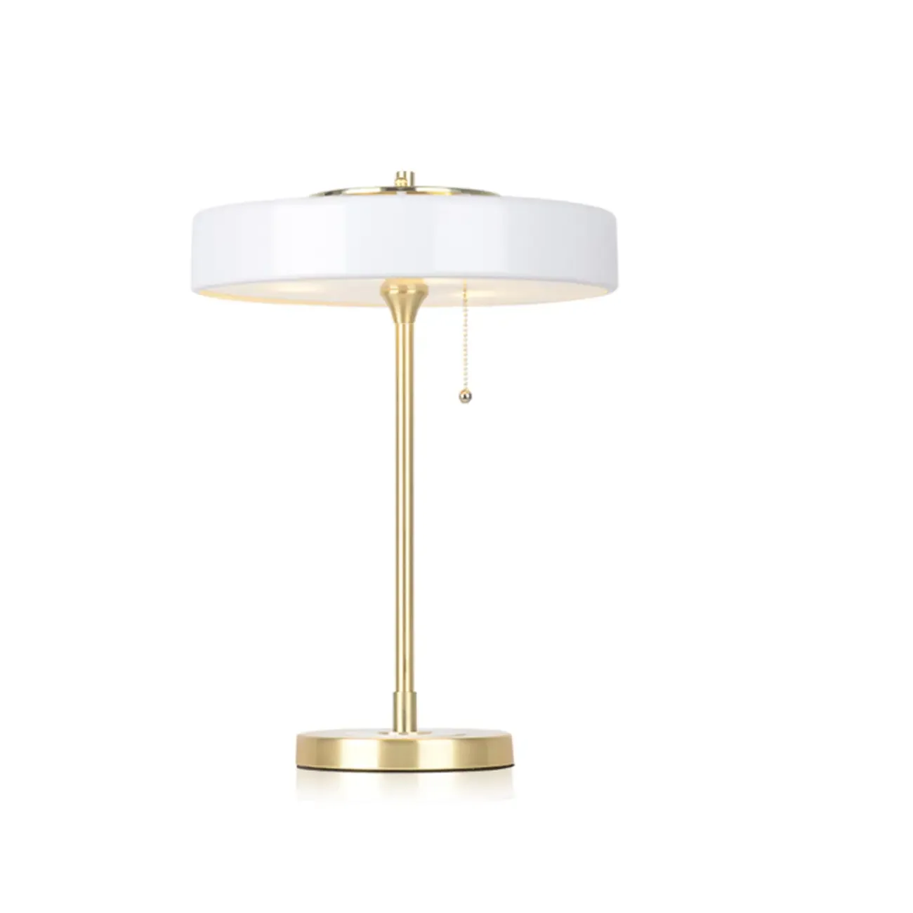 Gold Geometric Bedside Lamp with Pull Chain Switch Image - 5