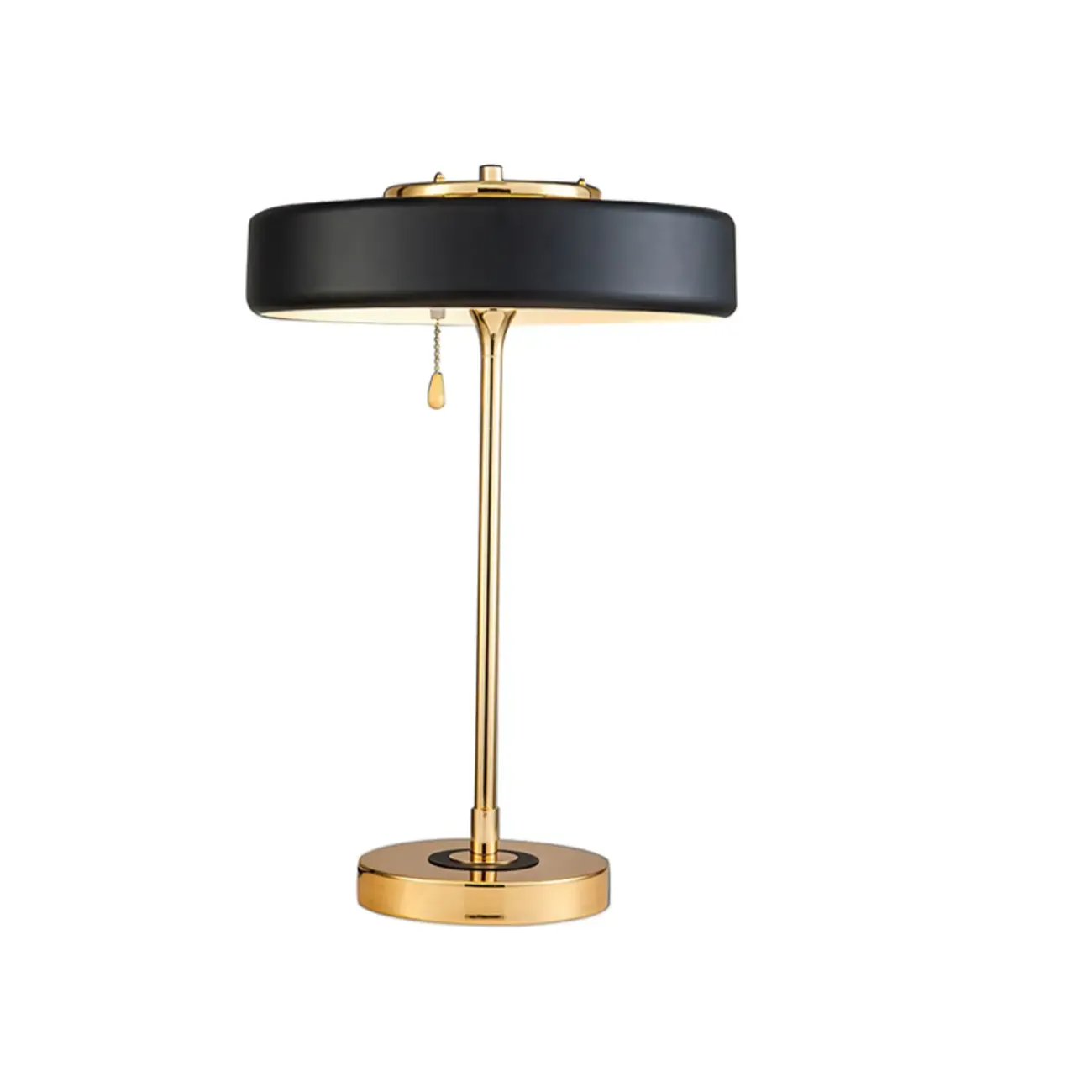 Gold Geometric Bedside Lamp with Pull Chain Switch Image - 6