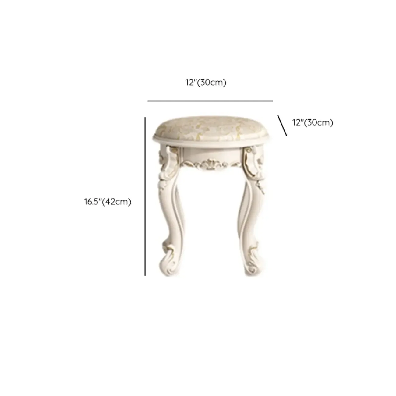 White Wood Victorian Makeup Vanity Set with Mirror and 2 Drawers Image - 17