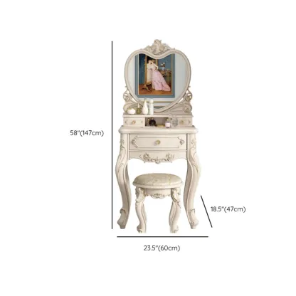 White Wood Victorian Makeup Vanity Set with Mirror and 2 Drawers Image - 20