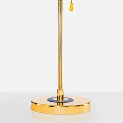 Gold Geometric Bedside Lamp with Pull Chain Switch Image - 9