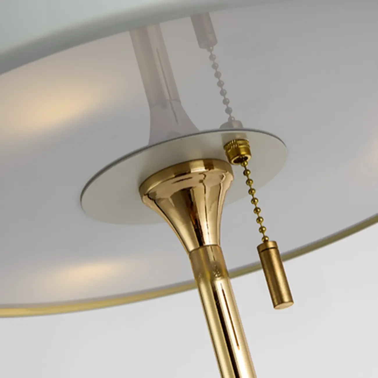 Gold Geometric Bedside Lamp with Pull Chain Switch Image - 10