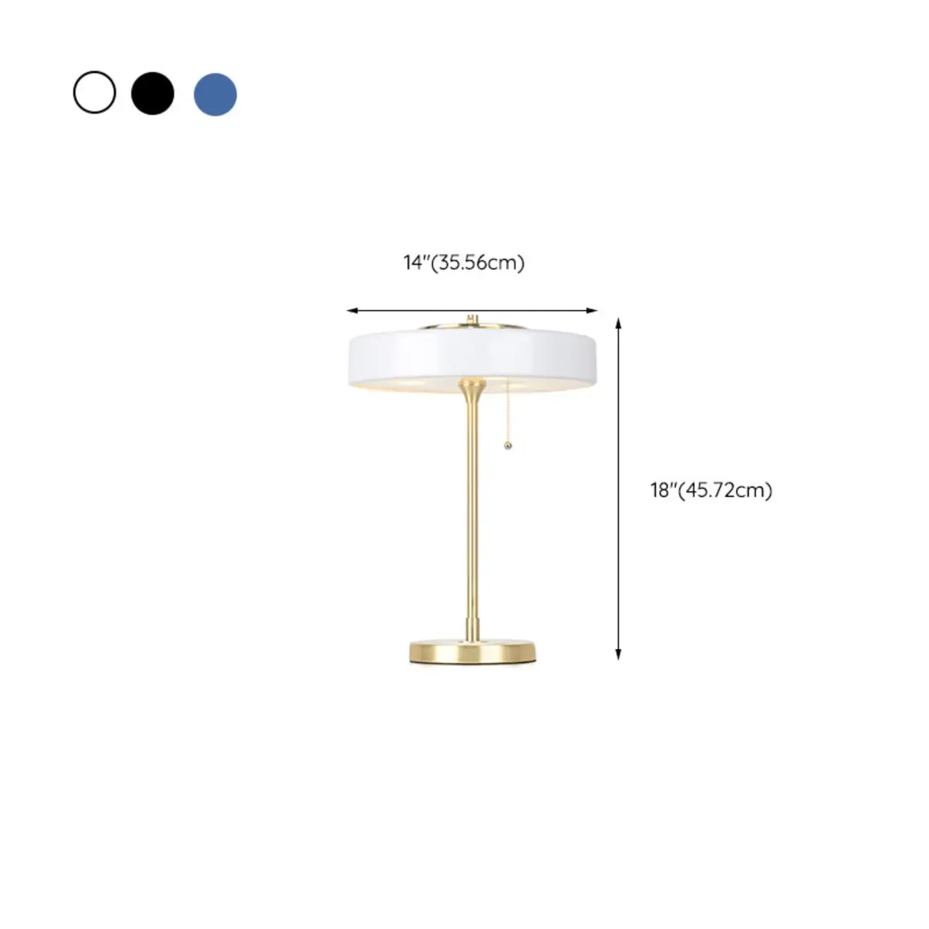 Gold Geometric Bedside Lamp with Pull Chain Switch #size