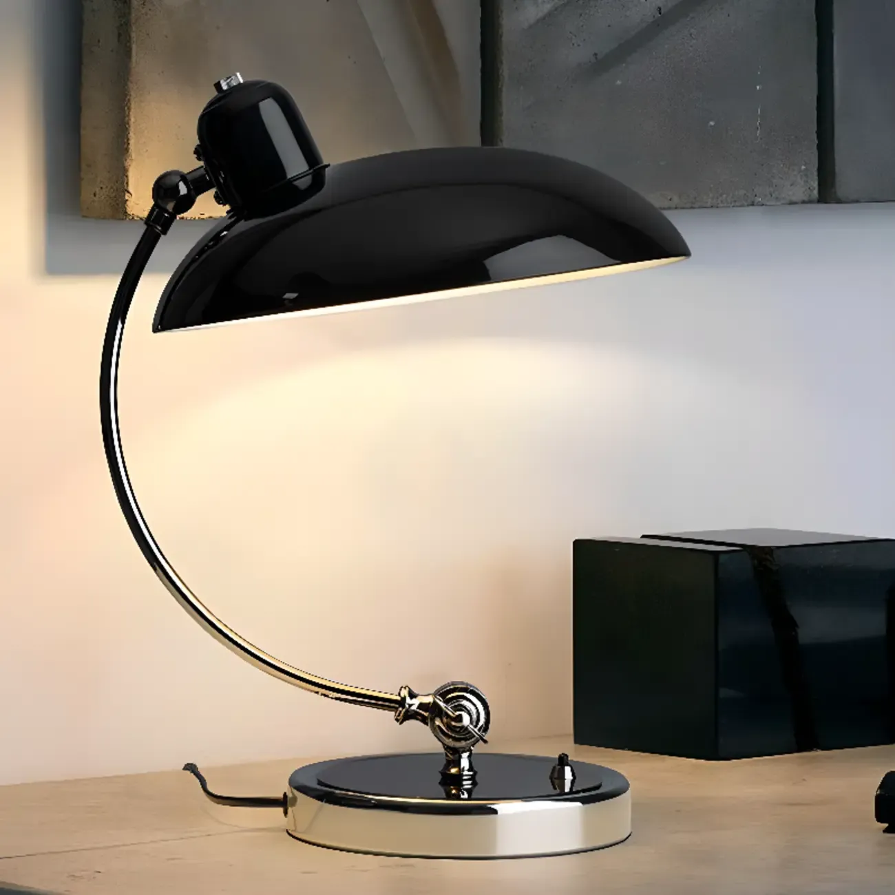 Silver Dome Arc Table Lamp Plug-in Electric for Living Room Image - 1