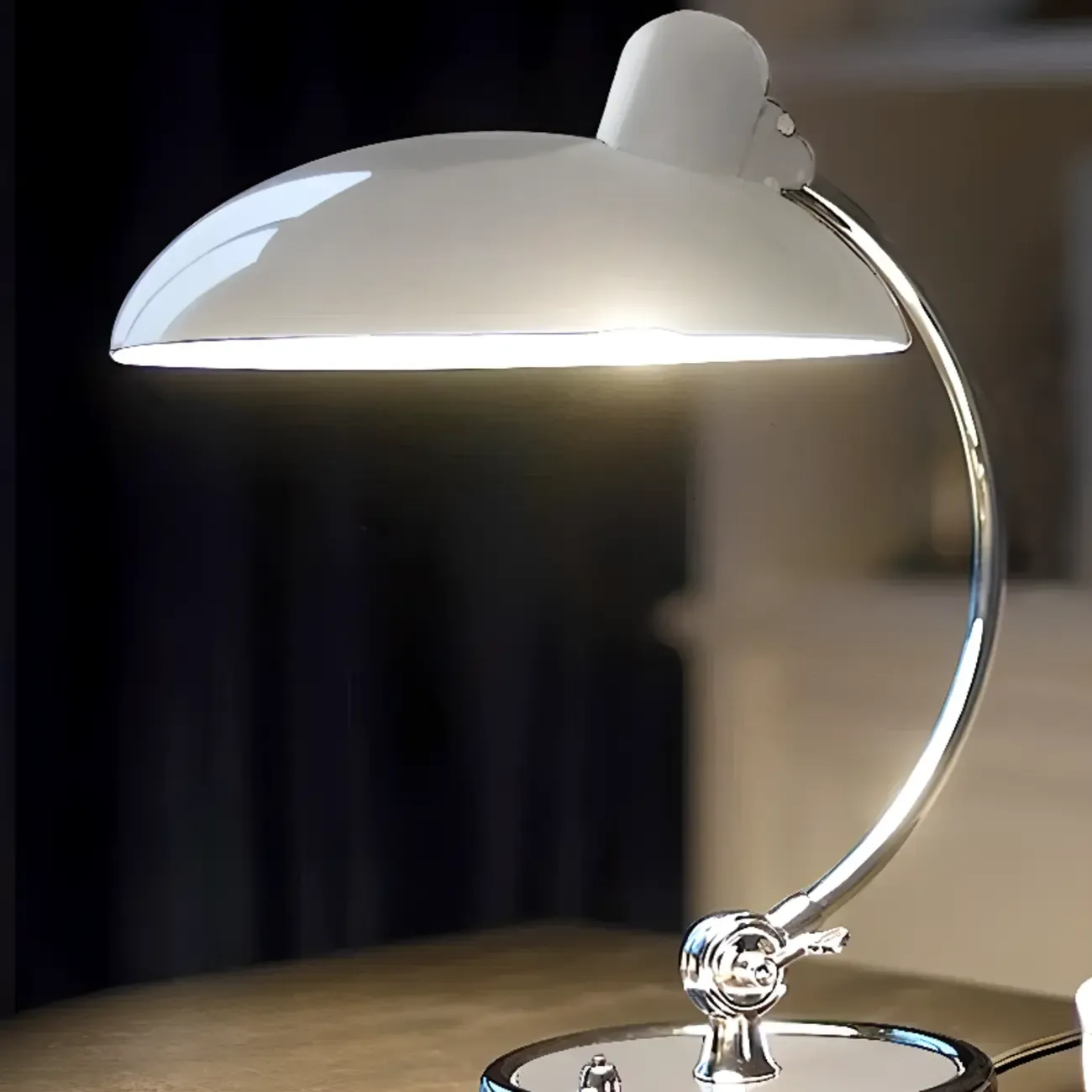 Silver Dome Arc Table Lamp Plug-in Electric for Living Room Image - 3