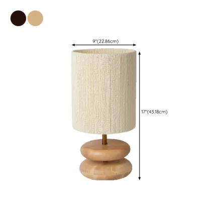 Beige Shade Wooden Base Table Lamp Plug-in for Residential #size