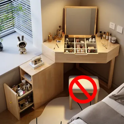 Bedroom Corner Makeup Vanitie Built In Dividers for Storage Image - 3