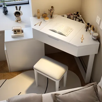 Bedroom Corner Makeup Vanitie Built In Dividers for Storage Image - 6