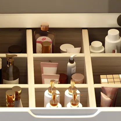Bedroom Corner Makeup Vanitie Built In Dividers for Storage Image - 8