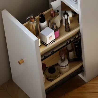 Bedroom Corner Makeup Vanitie Built In Dividers for Storage Image - 11