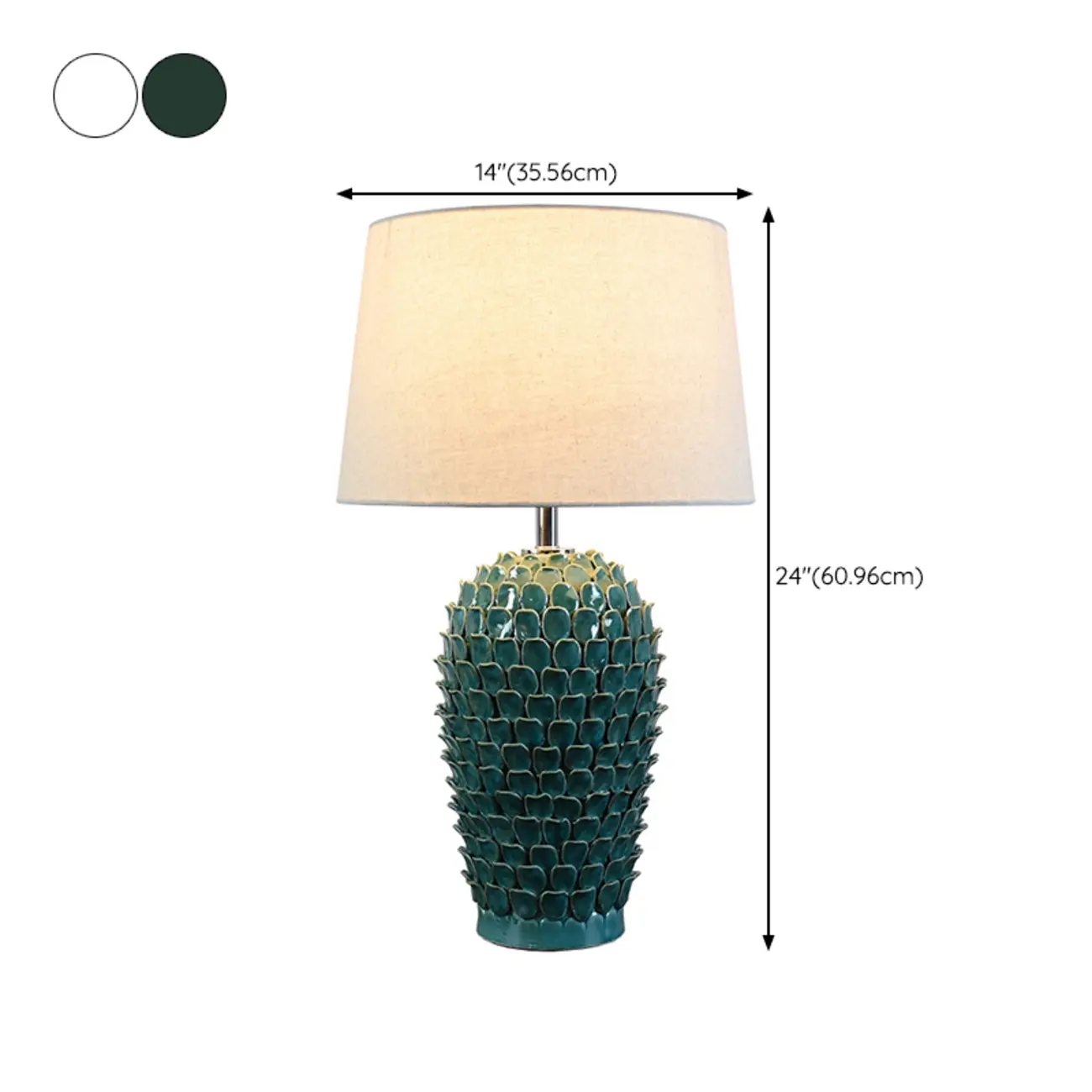 Green Ceramic Modern Table Lamp Plug-In for Living Room #size | homeyfad