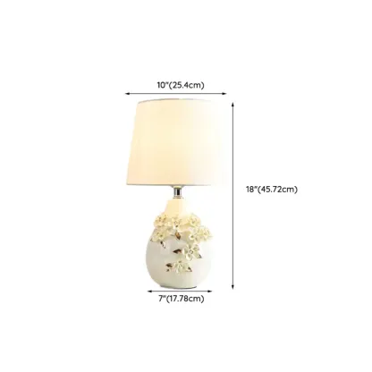 White Floral Carvings Ceramic Table Lamp for Residential #size
