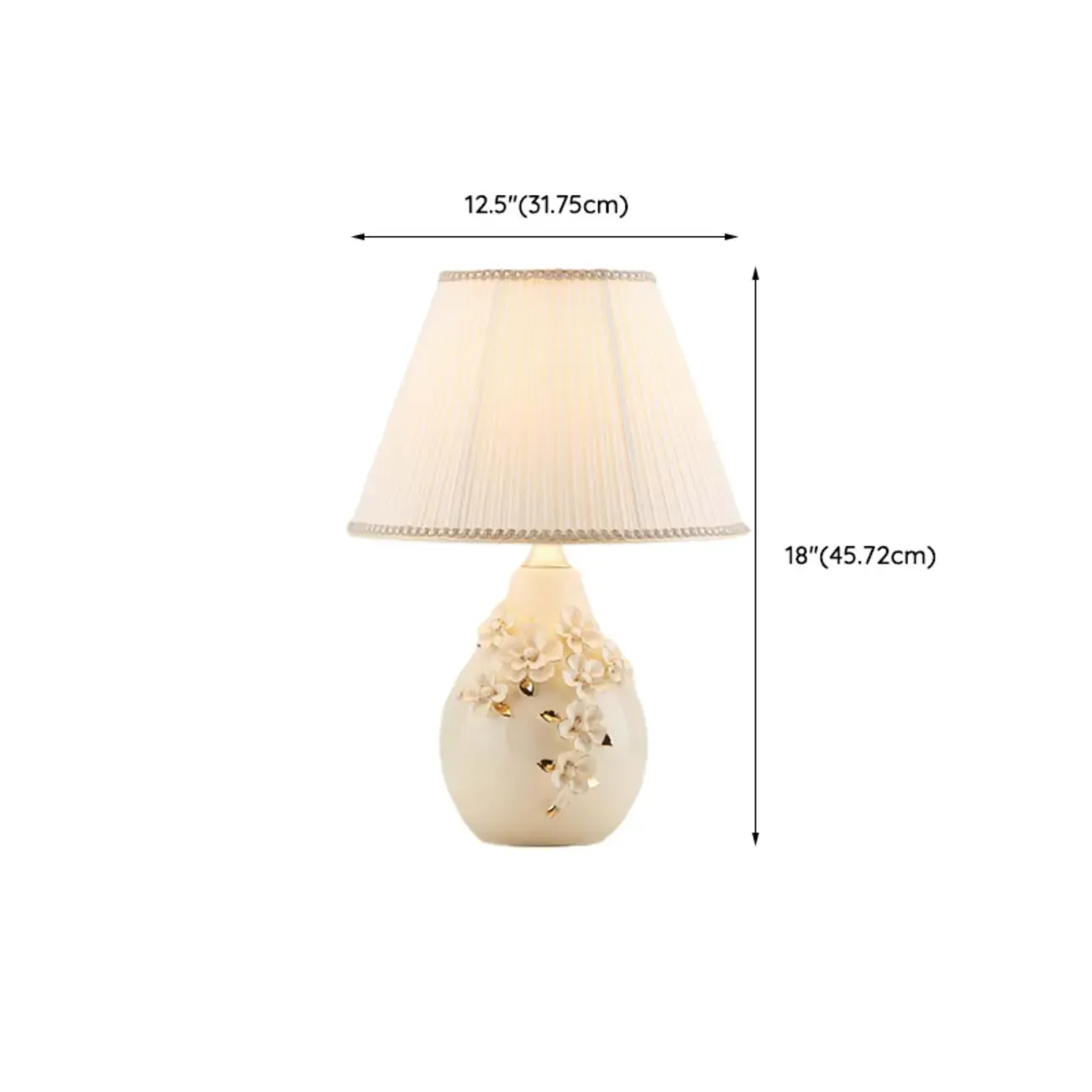 White Floral Carvings Ceramic Table Lamp for Residential Image - 12