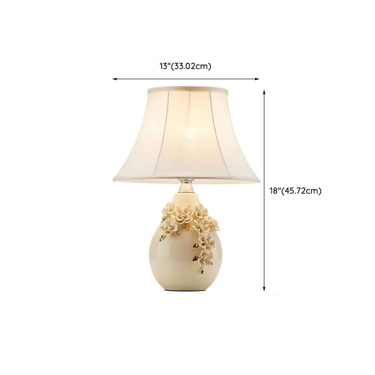 White Floral Carvings Ceramic Table Lamp for Residential Image - 13