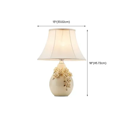 White Floral Carvings Ceramic Table Lamp for Residential Image - 13