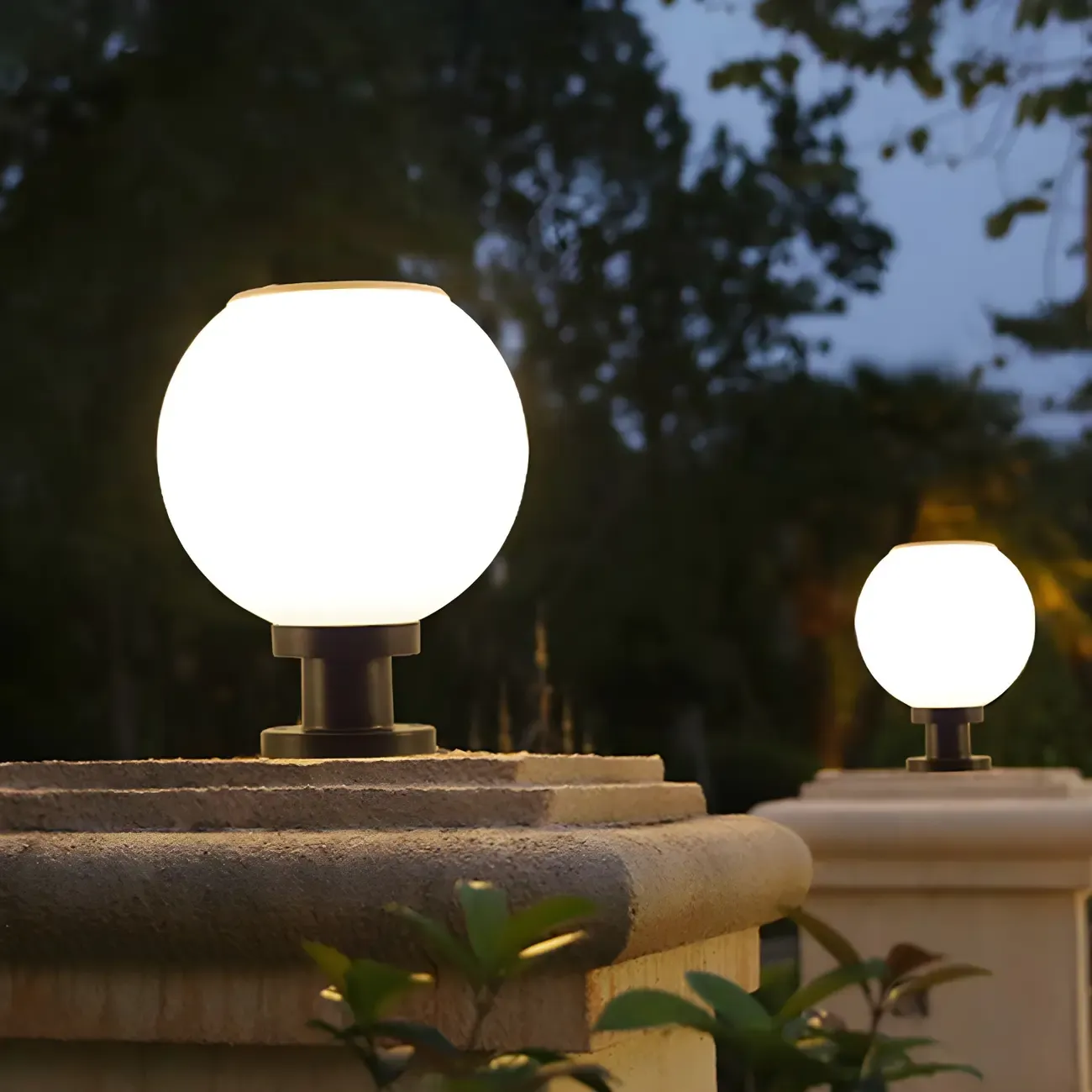 Classic Globe LED Table Lamp with White Shade for Garden Image - 1