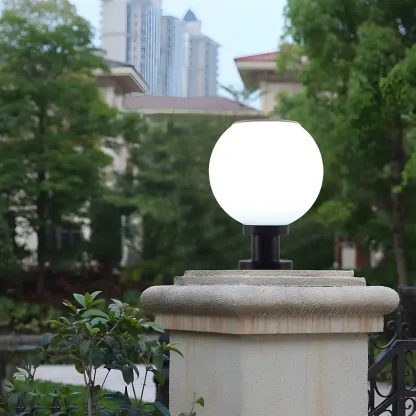 Classic Globe LED Table Lamp with White Shade for Garden Image - 2