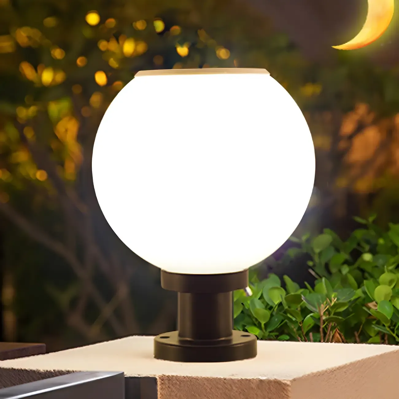 Classic Globe LED Table Lamp with White Shade for Garden Image - 3