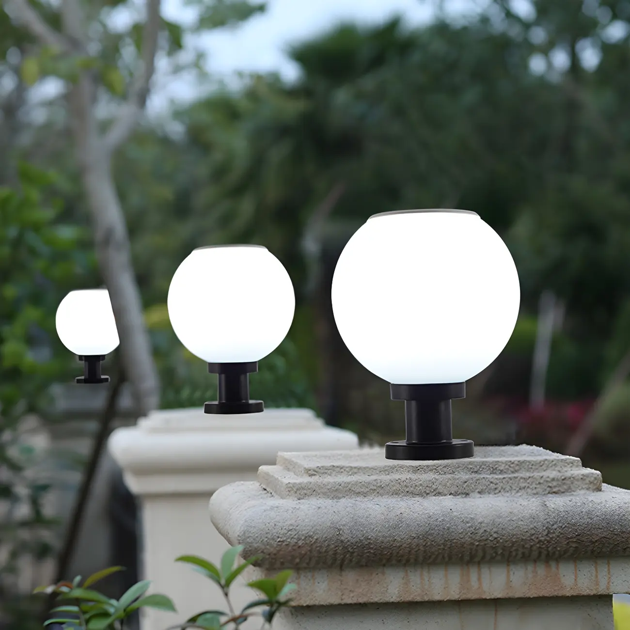Classic Globe LED Table Lamp with White Shade for Garden Image - 4 | homeyfad