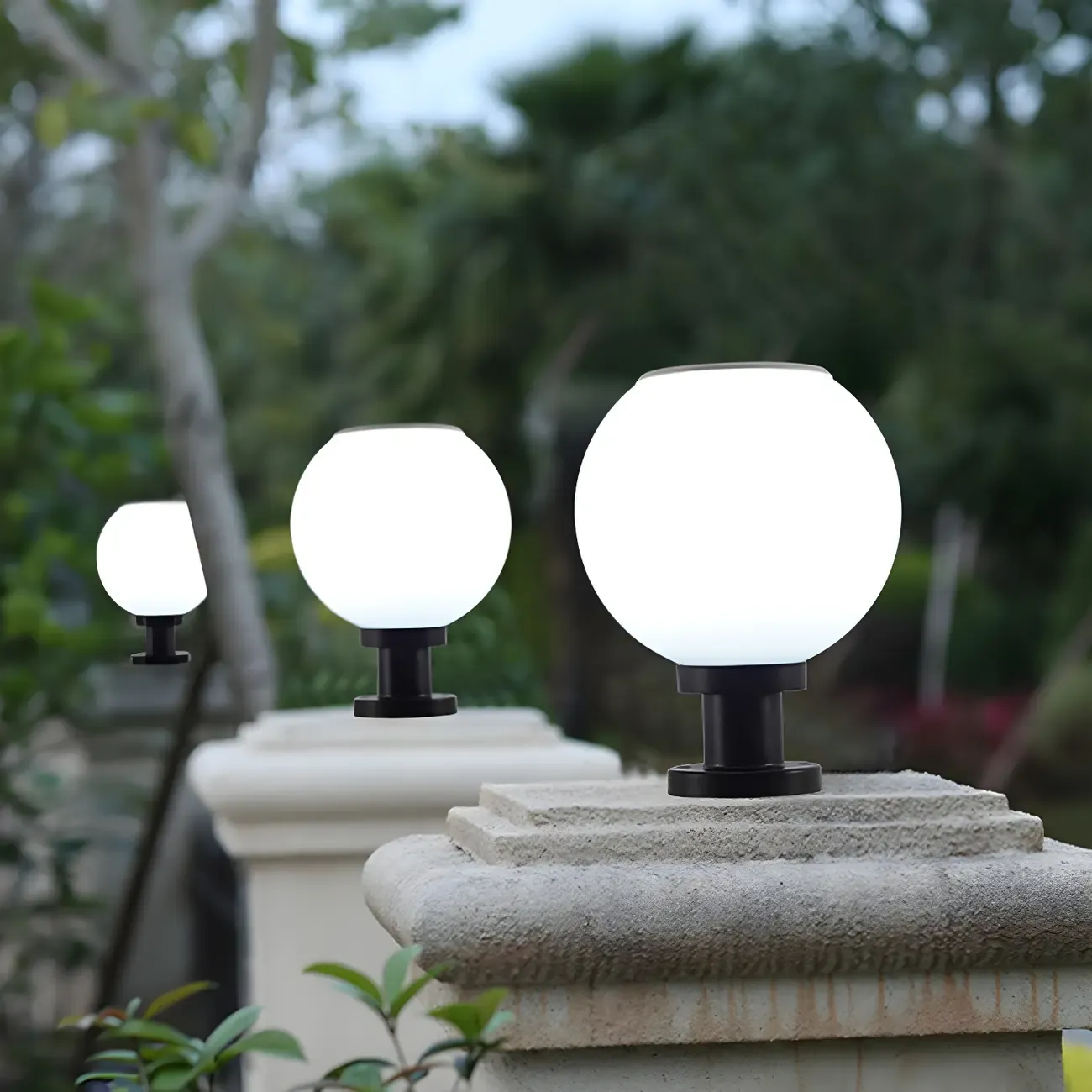 Classic Globe LED Table Lamp with White Shade for Garden Image - 4