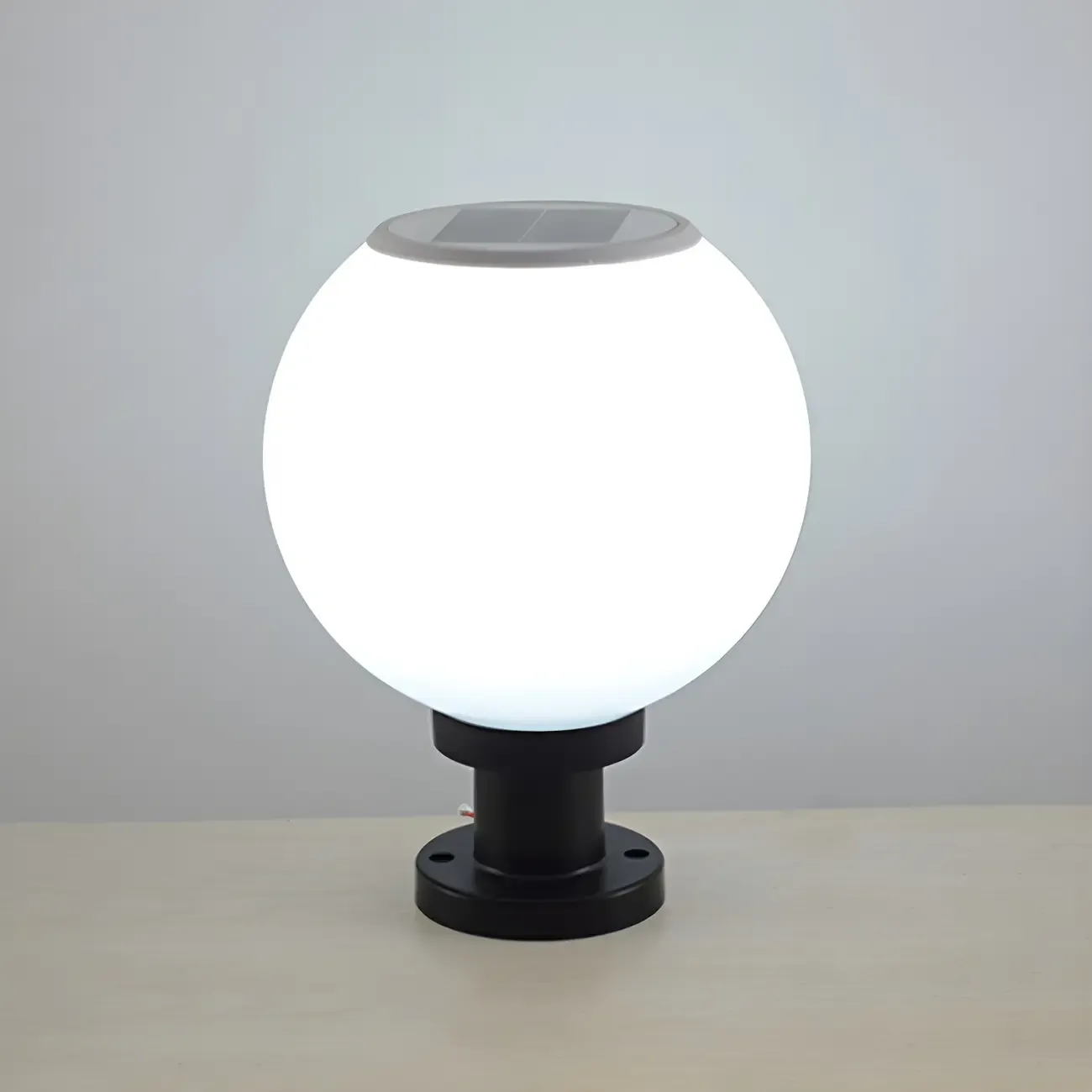 Classic Globe LED Table Lamp with White Shade for Garden Image - 7
