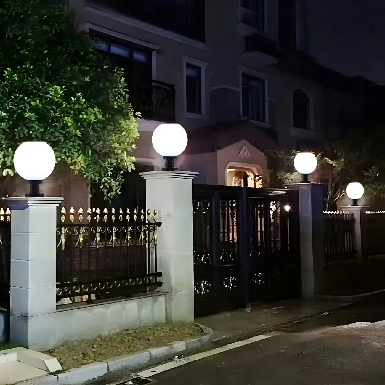 Classic Globe LED Table Lamp with White Shade for Garden Image - 14