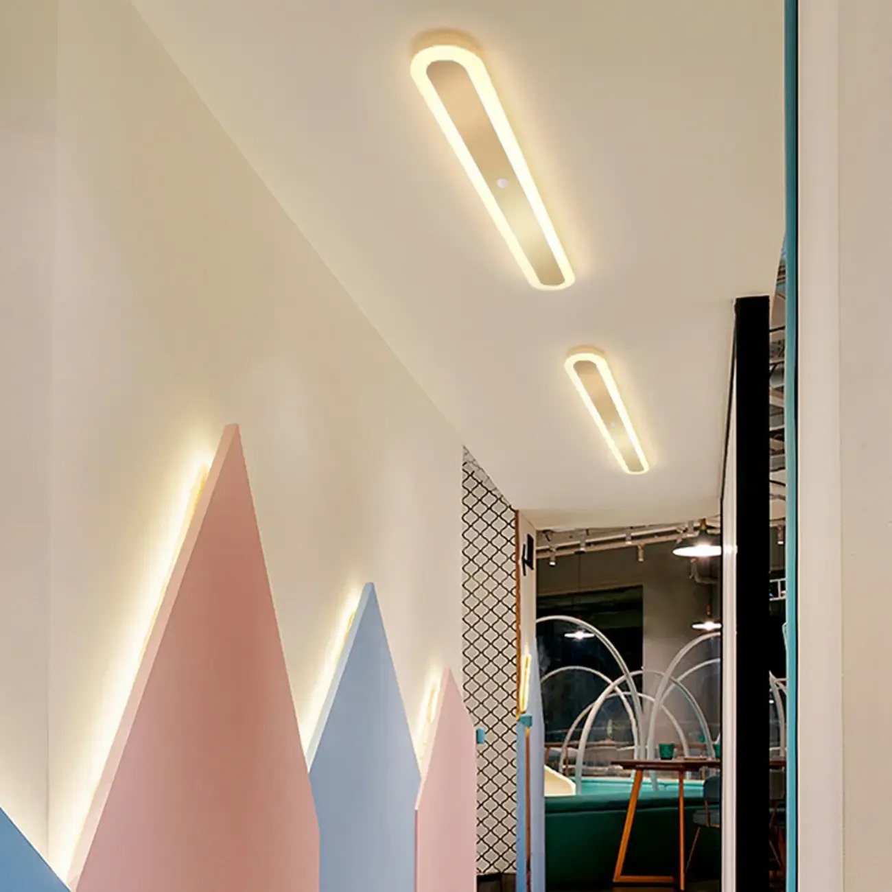 Geometric Gold LED Flush Ceiling Light for Living Room  Image - 20