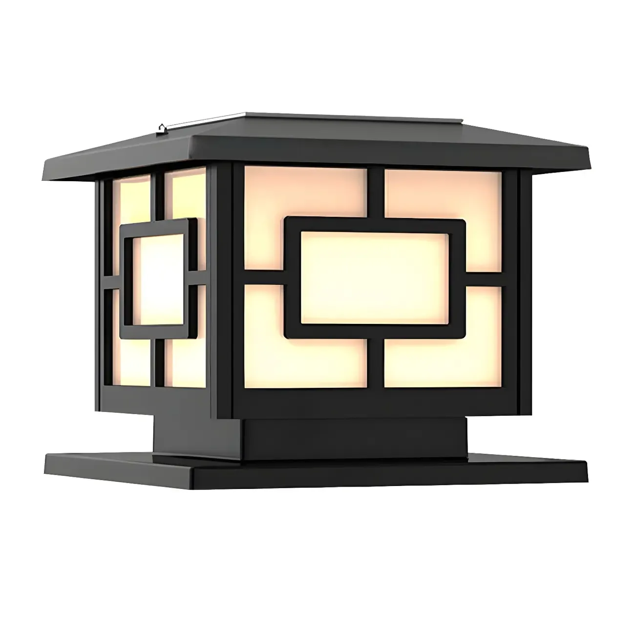 3 Color Light Outdoor Solar Table Lamp with Geometric Design Image - 2
