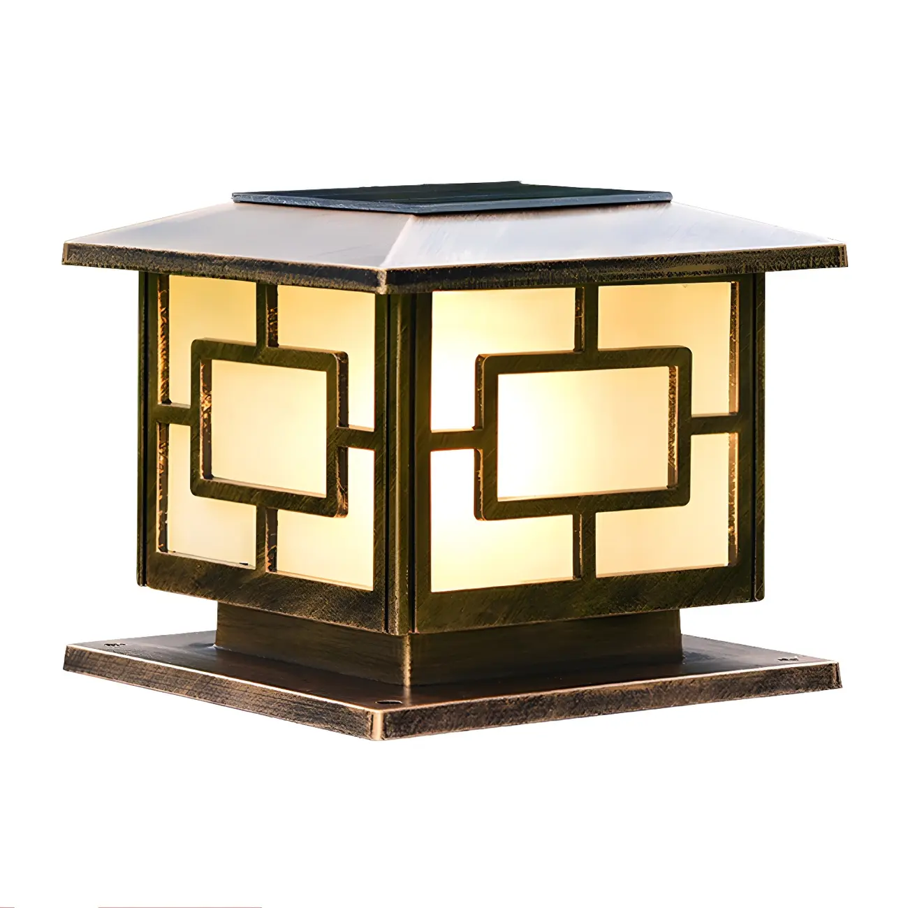 3 Color Light Outdoor Solar Table Lamp with Geometric Design Image - 4 | homeyfad