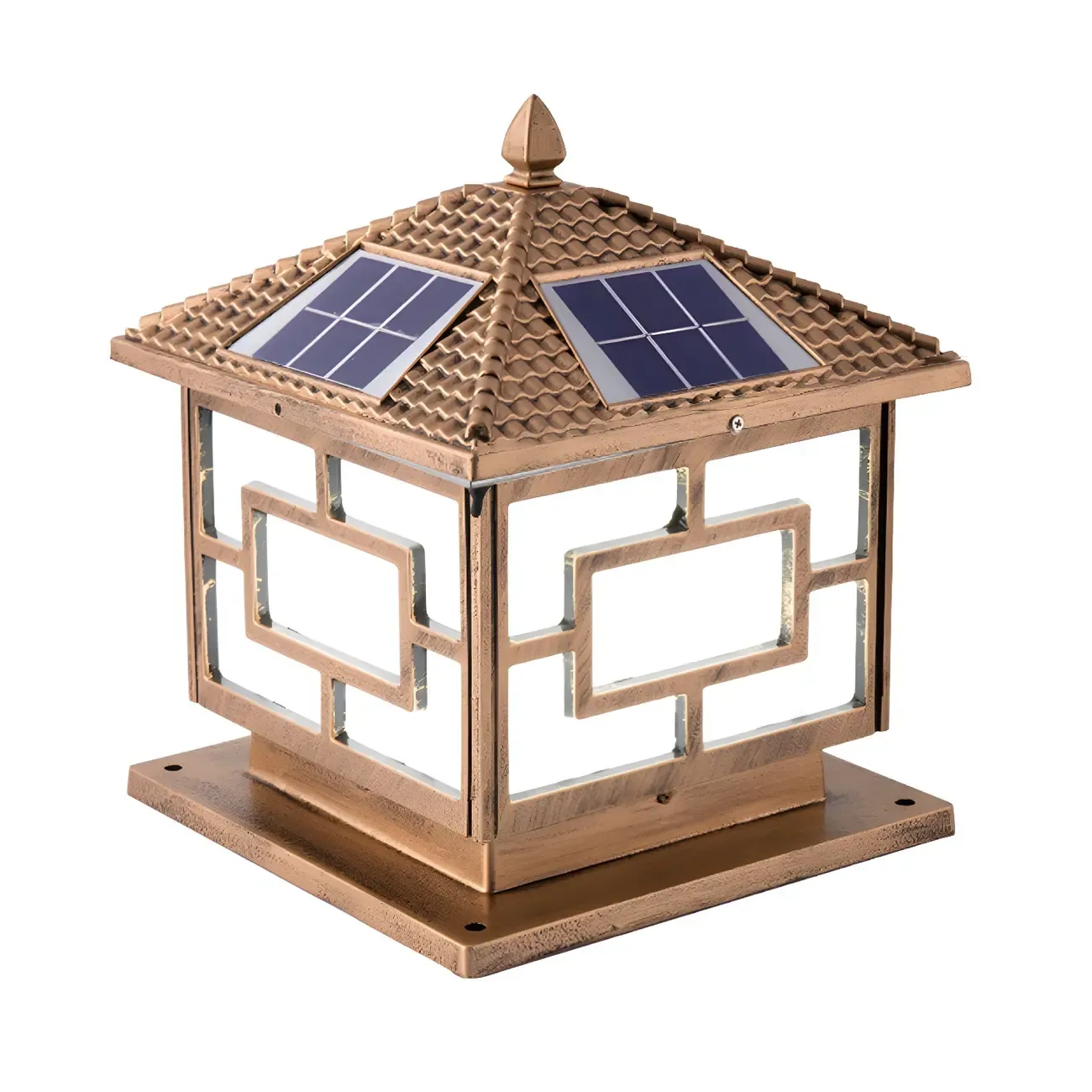 3 Color Light Outdoor Solar Table Lamp with Geometric Design Image - 5