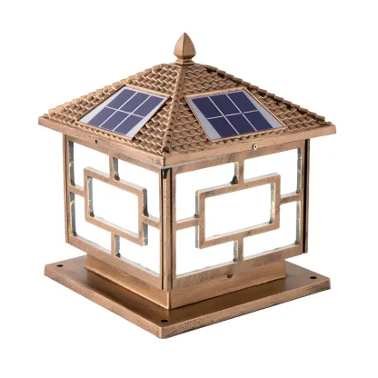 3 Color Light Outdoor Solar Table Lamp with Geometric Design Image - 5