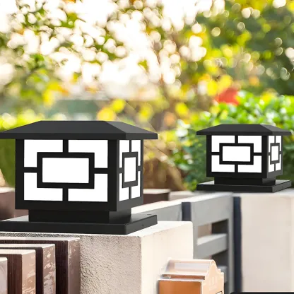 3 Color Light Outdoor Solar Table Lamp with Geometric Design Image - 7