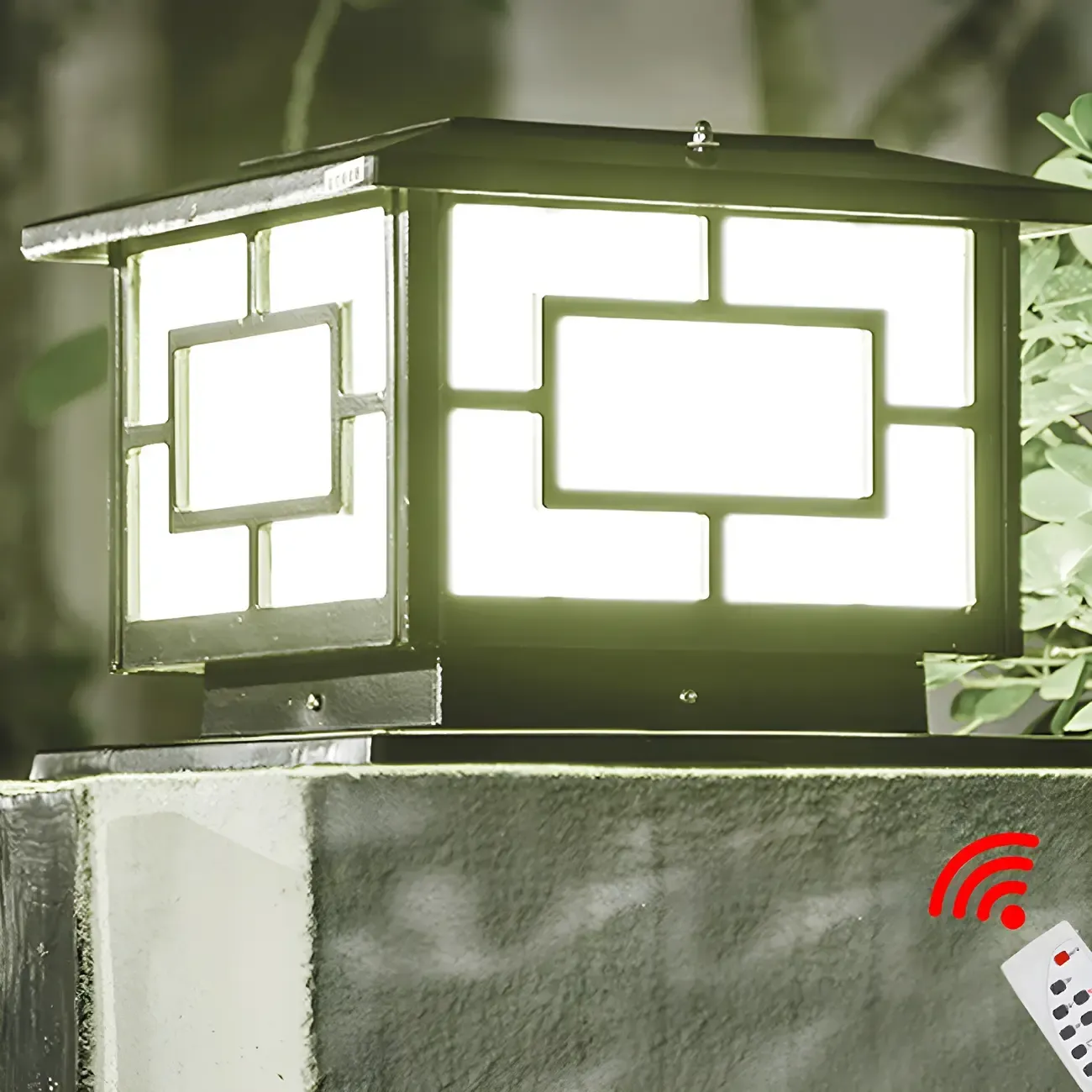 3 Color Light Outdoor Solar Table Lamp with Geometric Design Image - 13