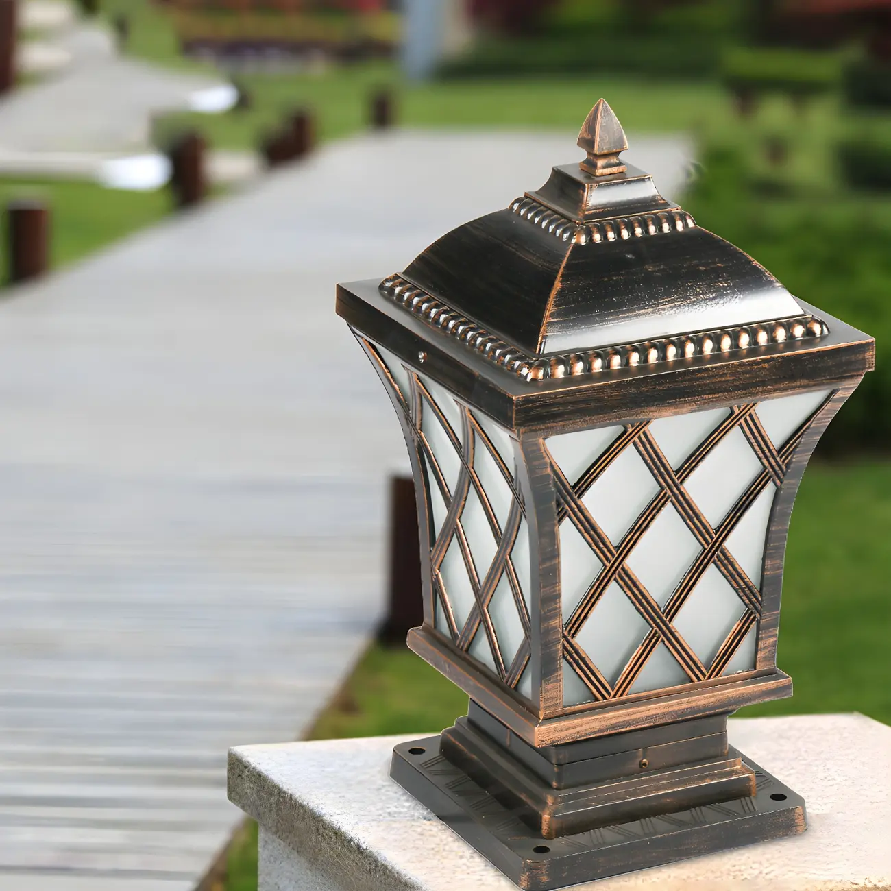 Outdoor Black Square Table Lamp with Lantern Design Image - 1 | homeyfad
