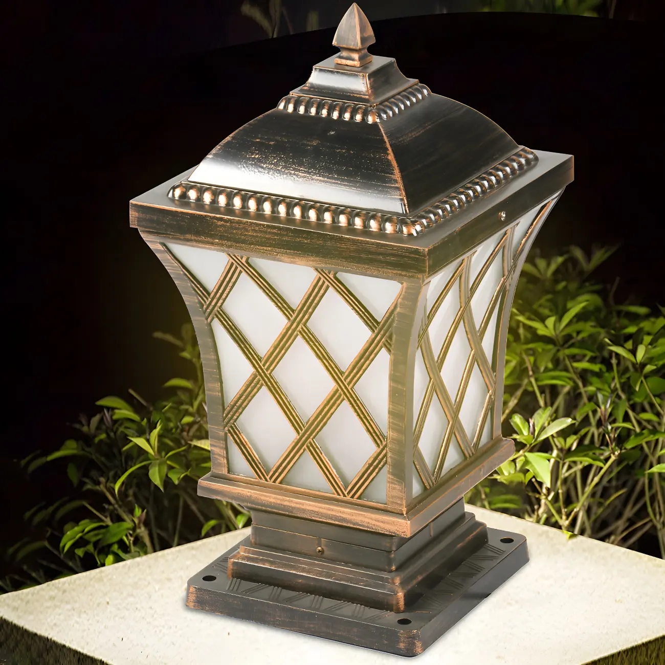 Outdoor Black Square Table Lamp with Lantern Design Image - 2 | homeyfad