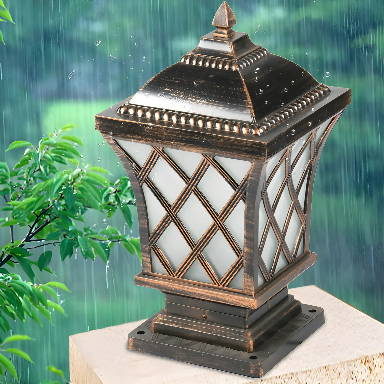 Outdoor Black Square Table Lamp with Lantern Design Image - 3 | homeyfad