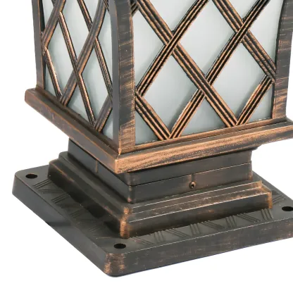 Outdoor Black Square Table Lamp with Lantern Design Image - 4