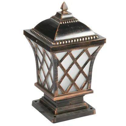Outdoor Black Square Table Lamp with Lantern Design Image - 5
