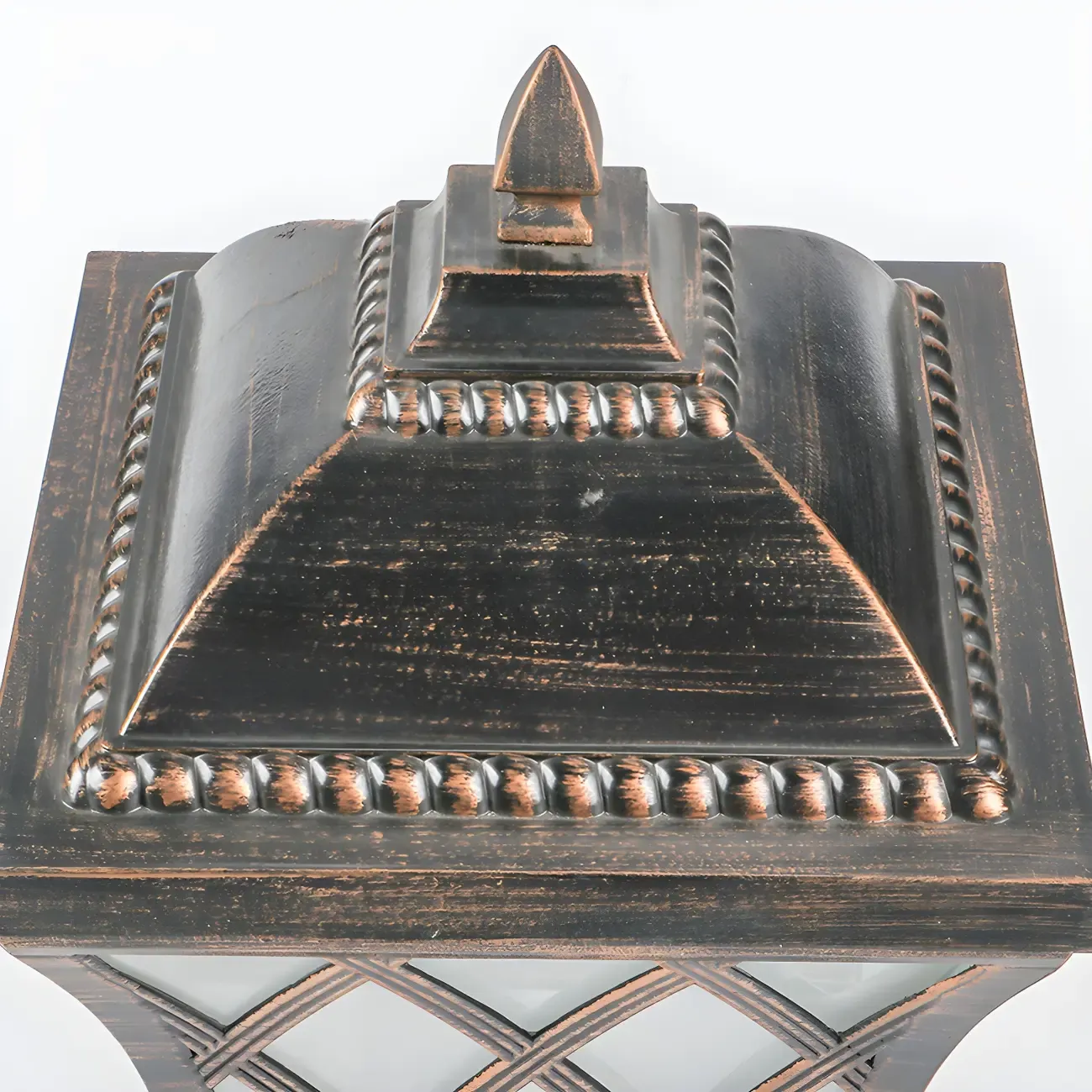 Outdoor Black Square Table Lamp with Lantern Design Image - 6