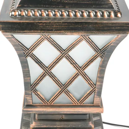 Outdoor Black Square Table Lamp with Lantern Design Image - 7