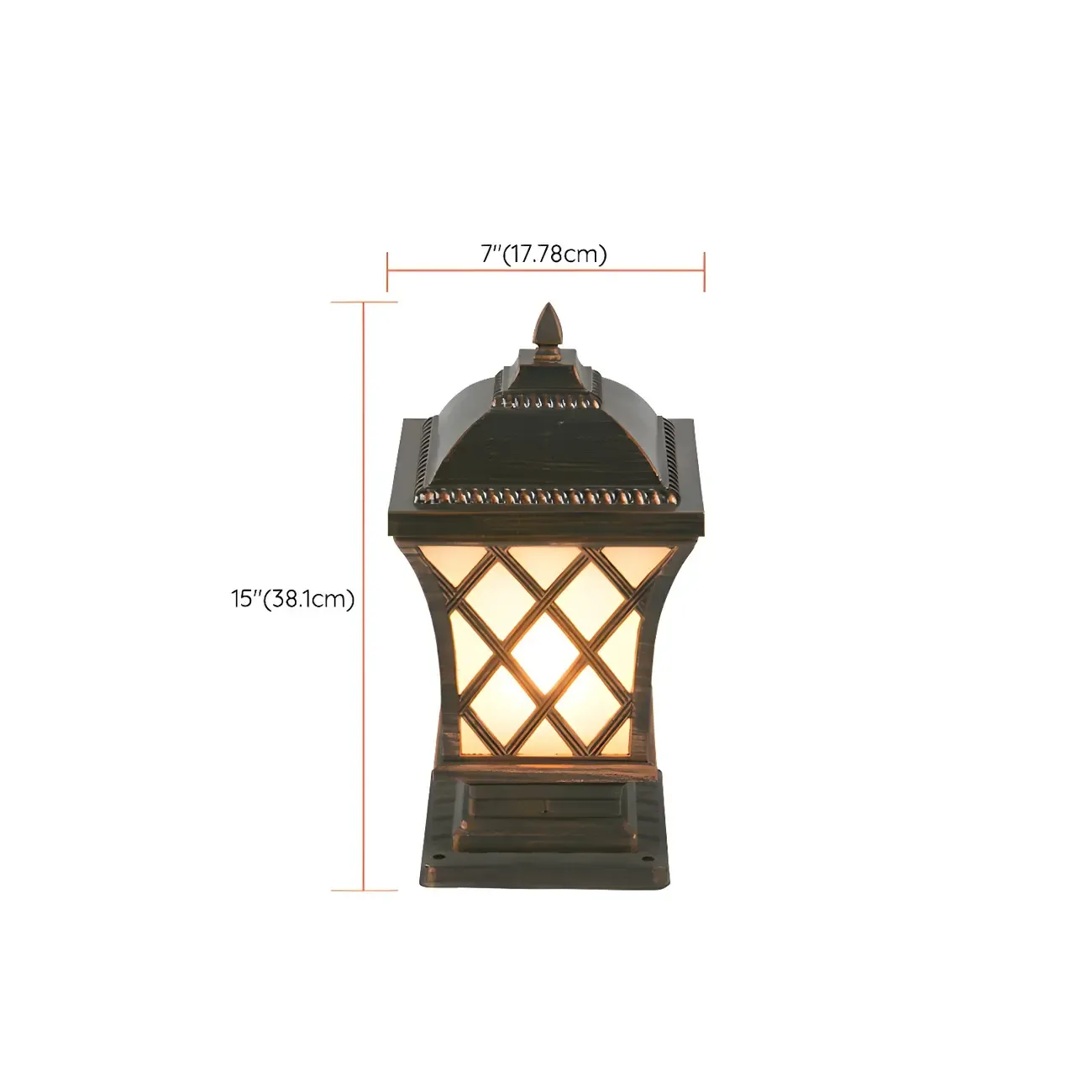 Outdoor Black Square Table Lamp with Lantern Design #size