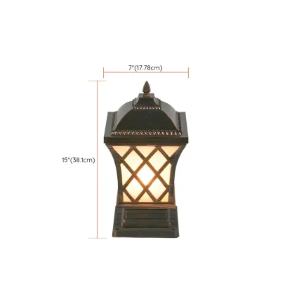 Outdoor Black Square Table Lamp with Lantern Design #size
