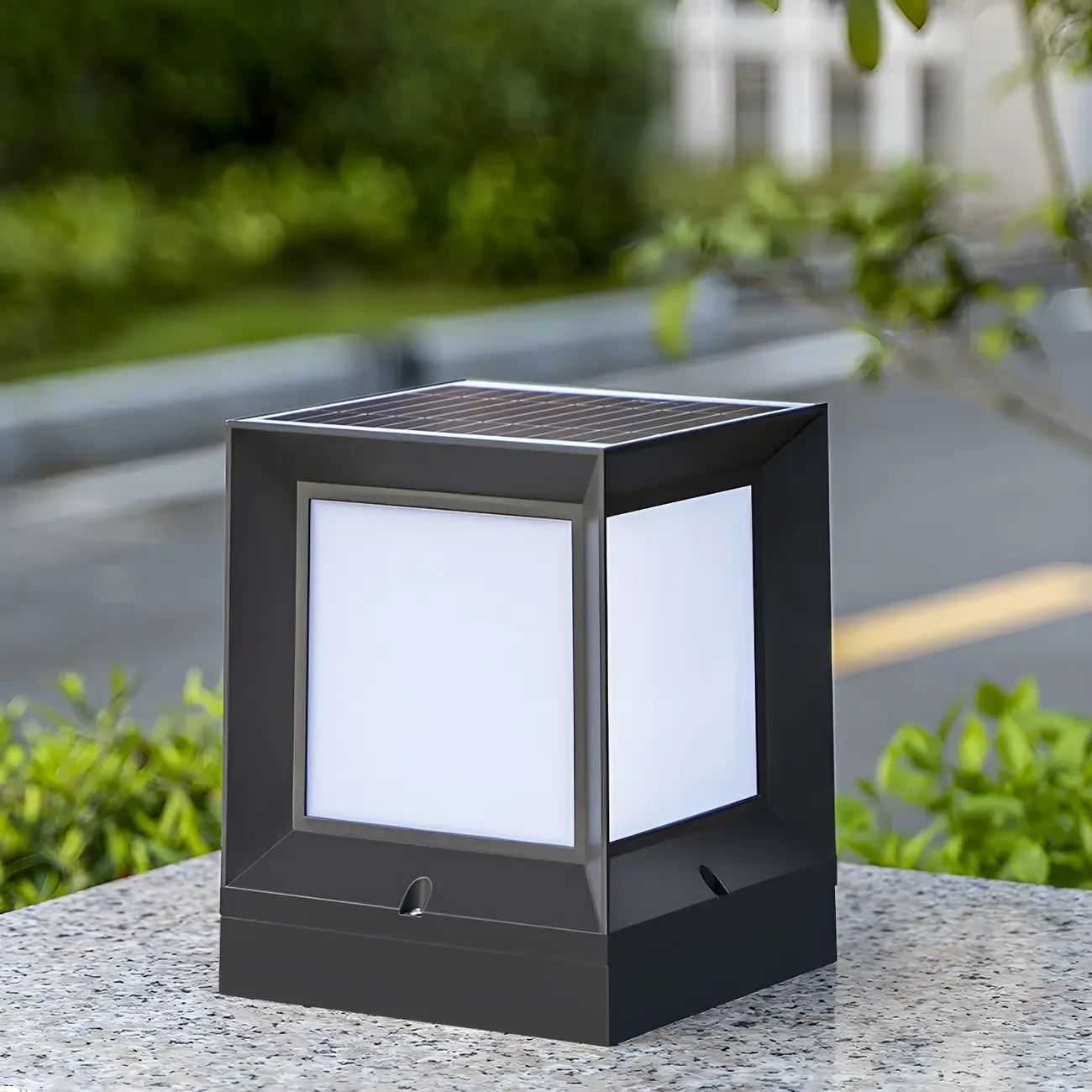 Modern Black Solar Table Lamp with LED for Outdoor Decor Image - 5