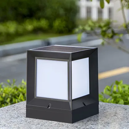 Modern Black Solar Table Lamp with LED for Outdoor Decor Image - 5