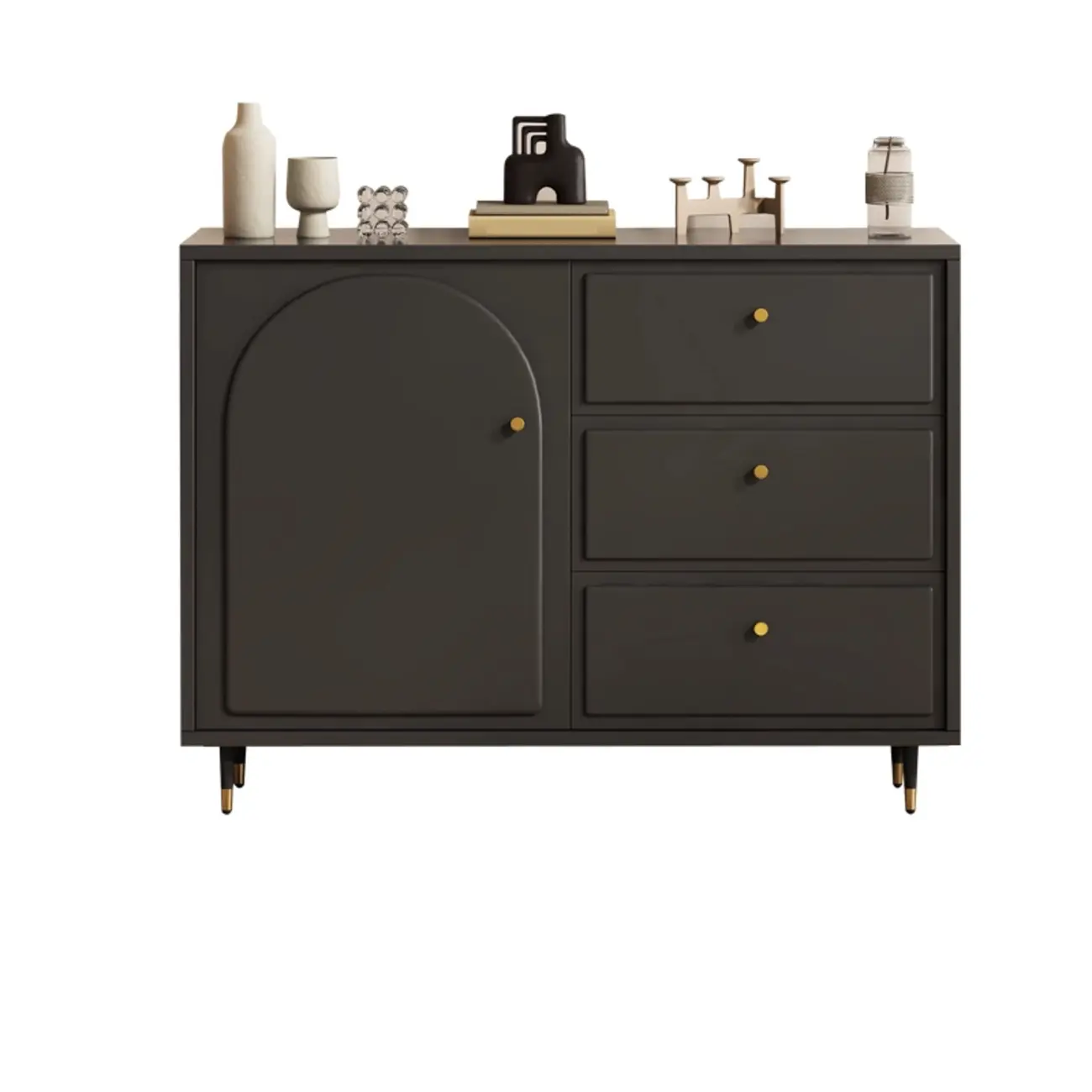 Stylish Black Wooden Combo Dresser with Drawers and Cabinet Image - 4 | homeyfad