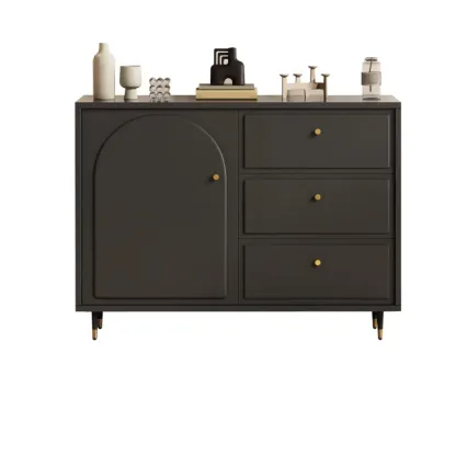 Stylish Black Wooden Combo Dresser with Drawers and Cabinet Image - 4