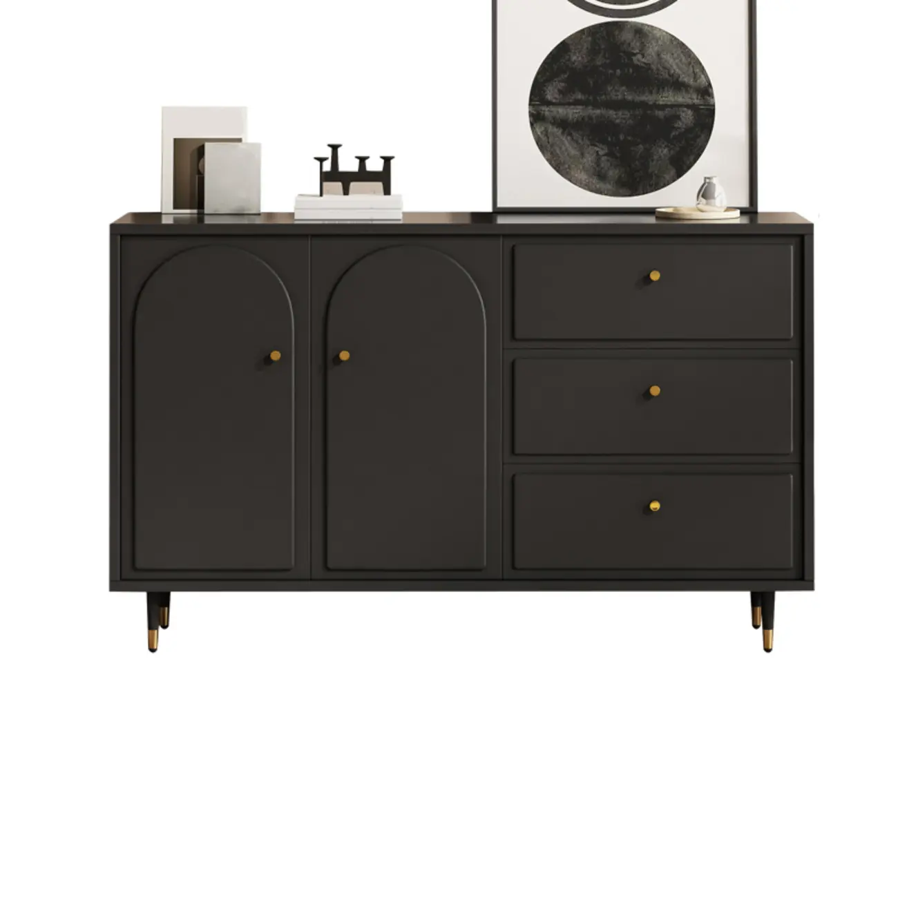 Stylish Black Wooden Combo Dresser with Drawers and Cabinet Image - 6 | homeyfad