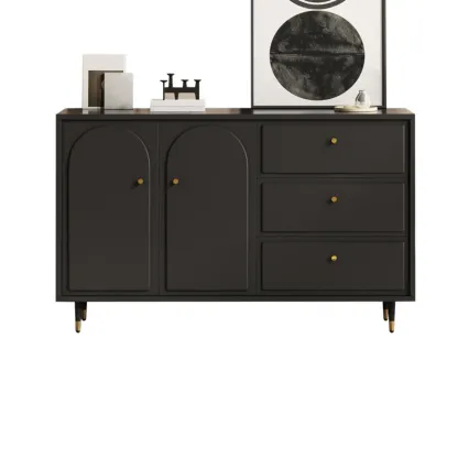 Stylish Black Wooden Combo Dresser with Drawers and Cabinet Image - 6