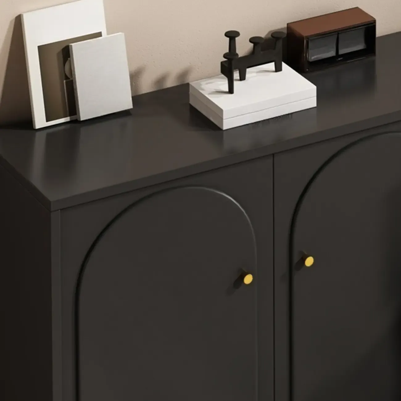 Stylish Black Wooden Combo Dresser with Drawers and Cabinet Image - 11